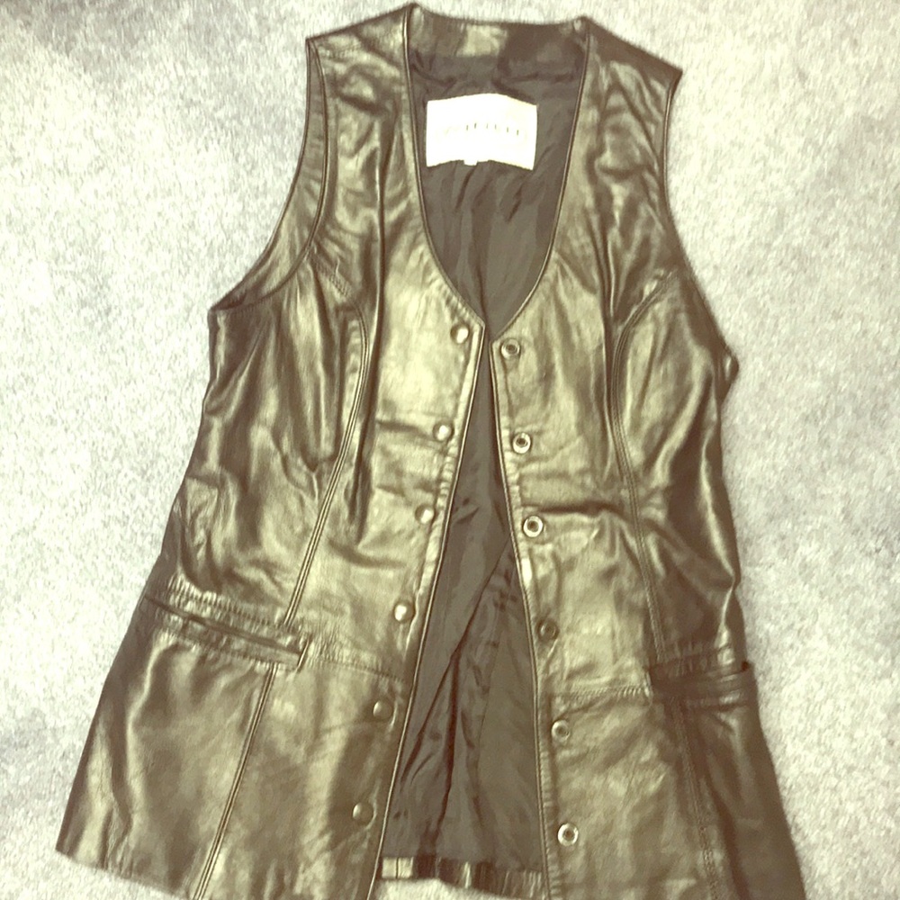 Leather biker vest